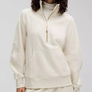 Lululemon Scuba Oversized Funnel-Neck Half Zip Long XS/S Heathered bone and gold